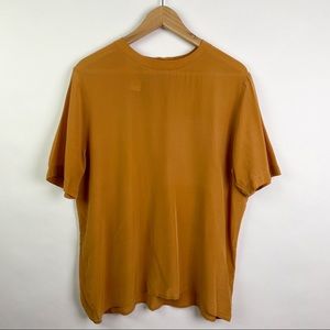 Vintage Silk Shirt Marigold Orange Short Sleeve Mustard Summer Muted Colors
